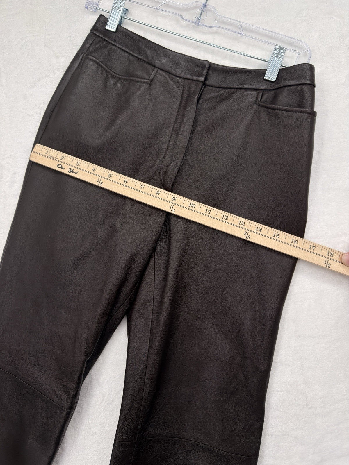 Classiques Entier Leather Pants 6 Petite Womens Brown Lined Straight Leg 6P