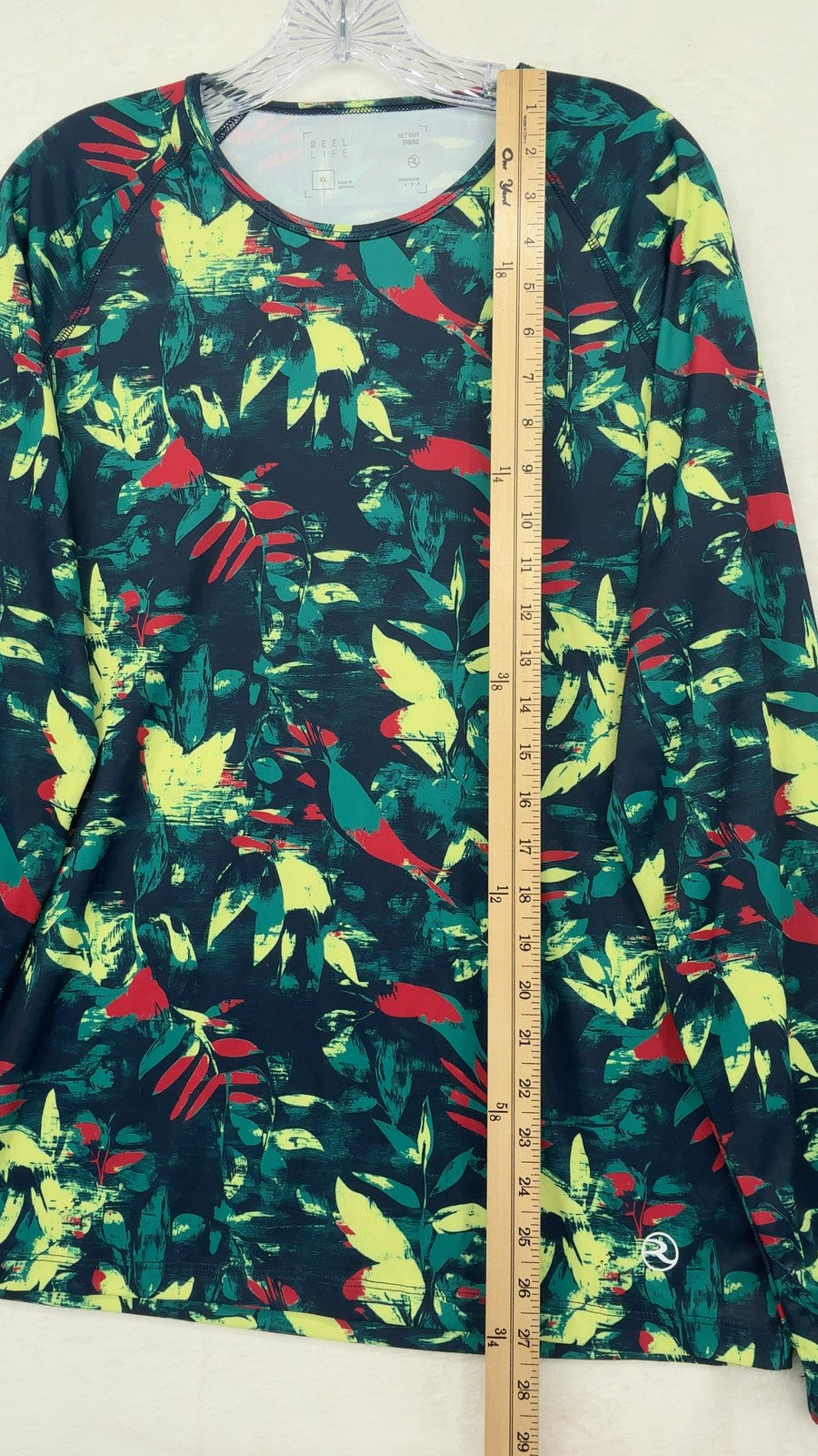 Reel Life XL Long Sleeve Performance UV Shirt XL Womens Top Fishing Green Print