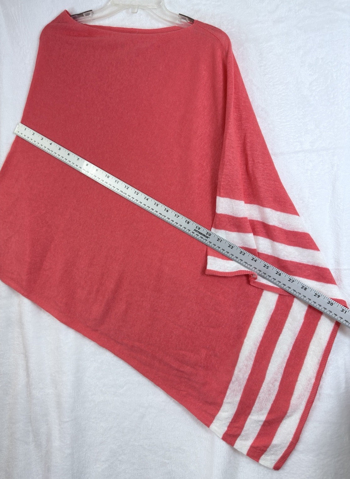 Artisan NY Linen Sweater Poncho Ruana Cape 100% Organic Linen Melon Pink Womens