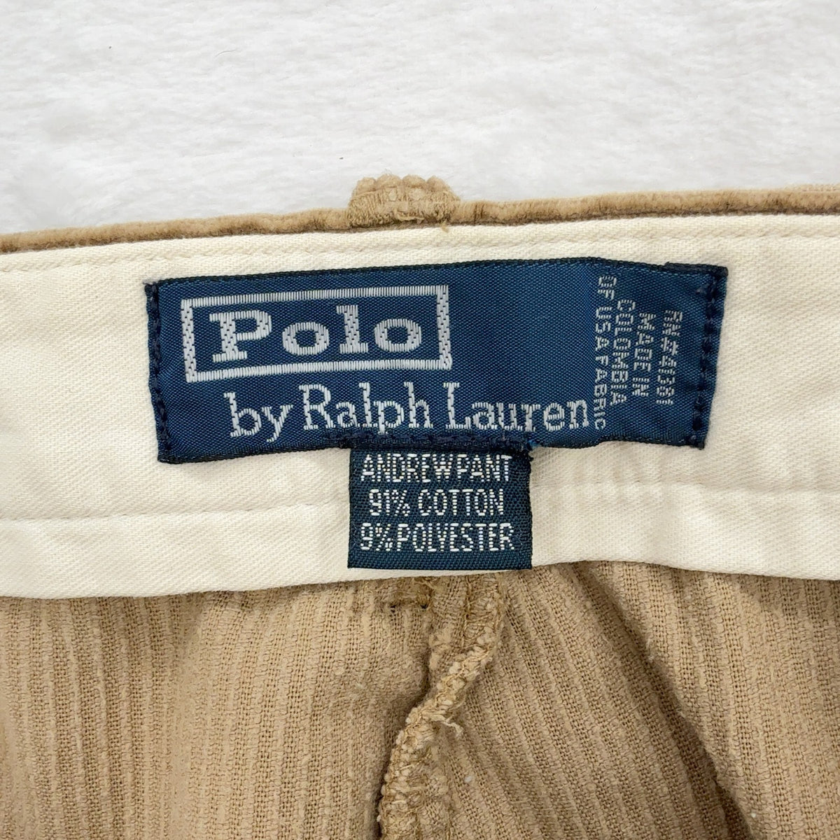 Polo Ralph Lauren Andrew Corduroy Pants 42x32 Mens Tan Beige Pleated