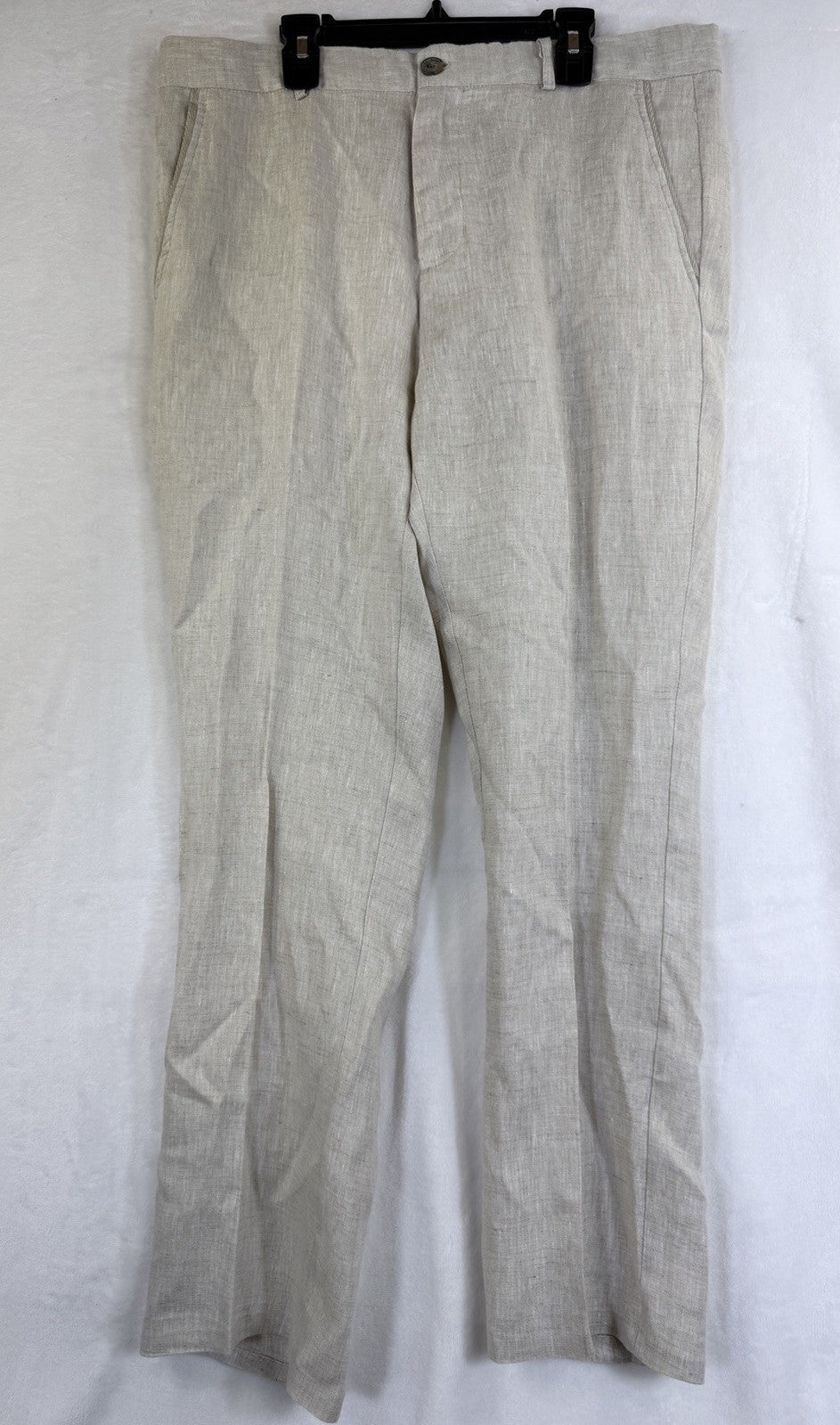 Tasso Elba 100% Linen Dress Pant Straight Leg Natural Beige Men’s 32x32 Preppy