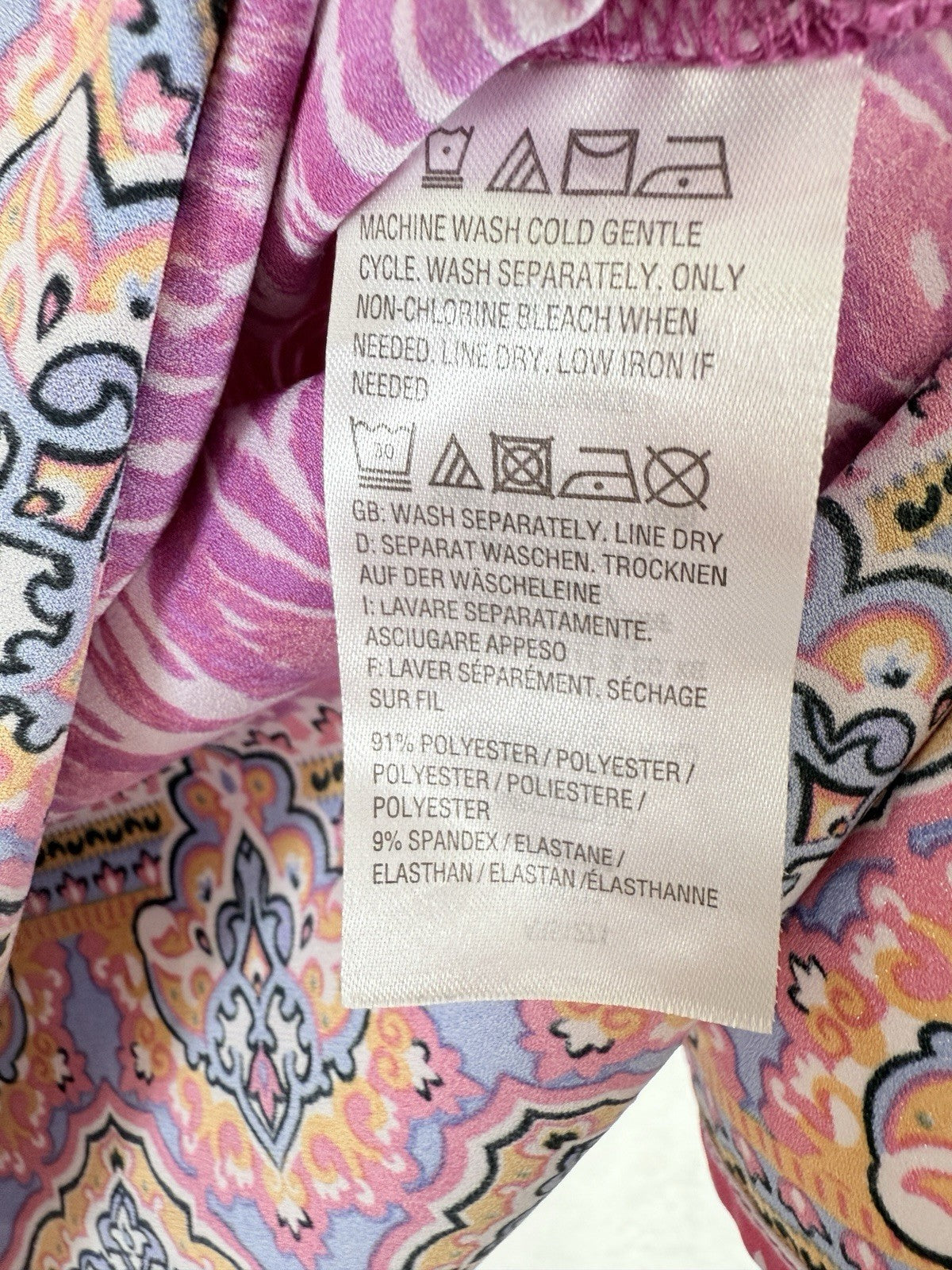 Belle Kim Gravel Top Small Tunic Pink 3:4 Sleeve Womens Blouse Tops V Neck