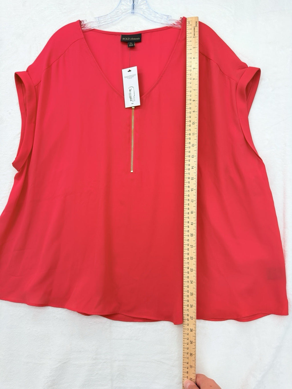 Bold Elements Tops 2X Red Sleeveless Blouse Gold Zipper Plus Size Womens New NWT