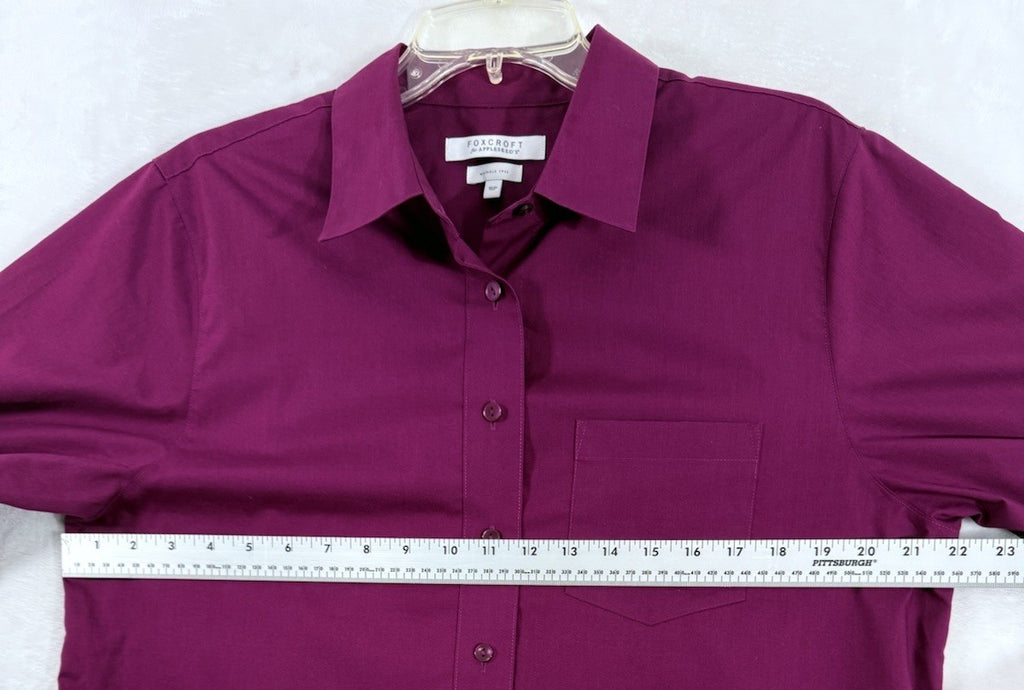 Foxcroft Button Down Shirt Women 16 Petite Top Dark Pink Long Sleeve Appleseeds