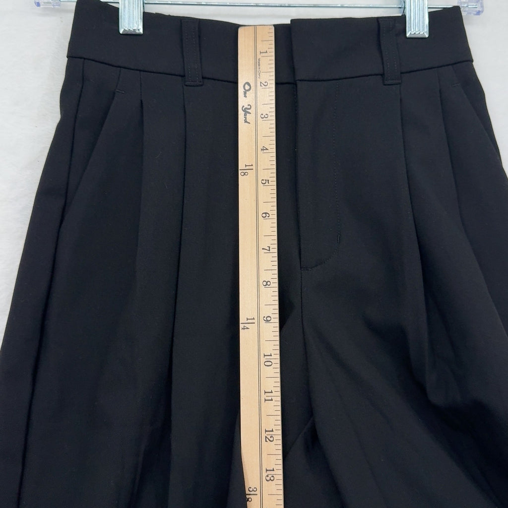 GU Uniqlo Pleated Wide Leg Pants XS Womens Black High Rise New NWT