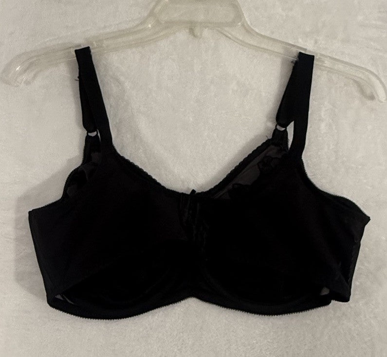 Bali Bra 40DD DF0180 Black Flower Underwire Womens Floral