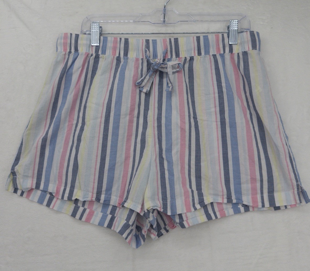 Gap Body Pajama Shorts Large Womens 100% Cotton Poplin Blue Pink Striped Womens