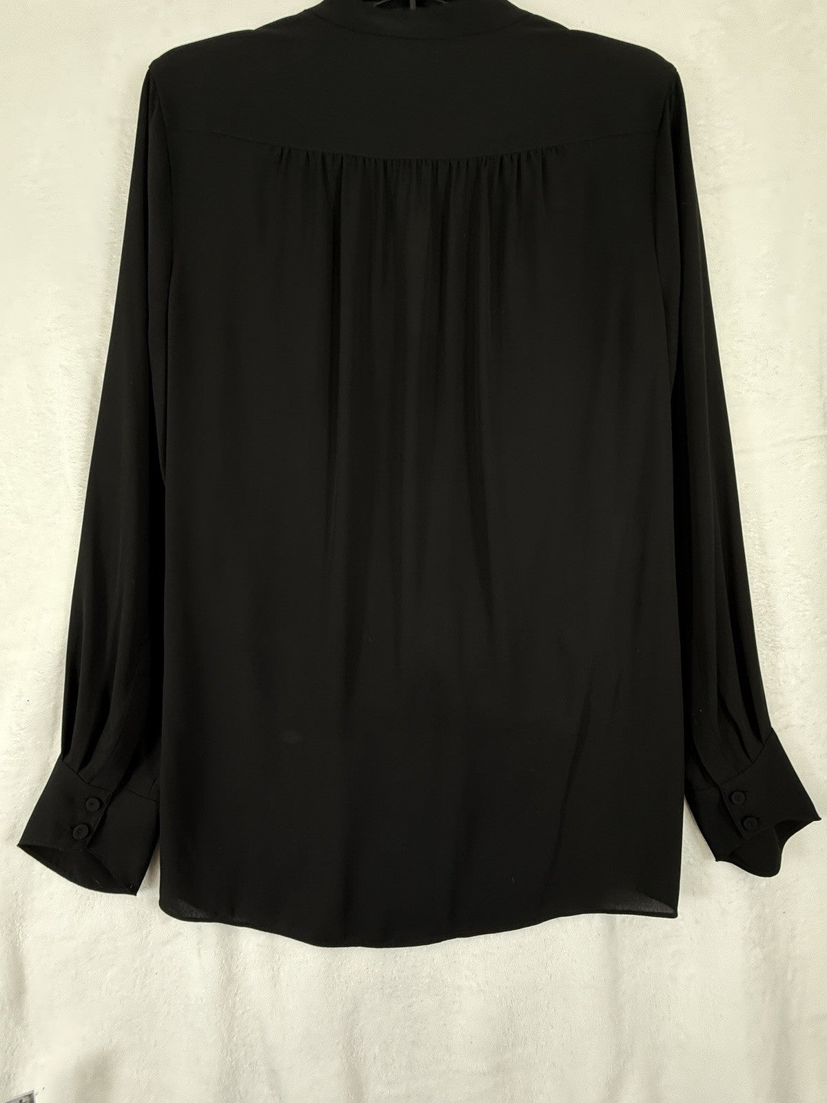 BCBG Maxazria Top Medium Womens Black Long Sleeve Faux Wrap Top Max Azria