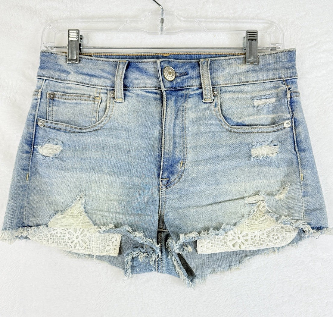 American Eagle High Rise Shortie 6 Shorts Womens Light Blue Denim Short