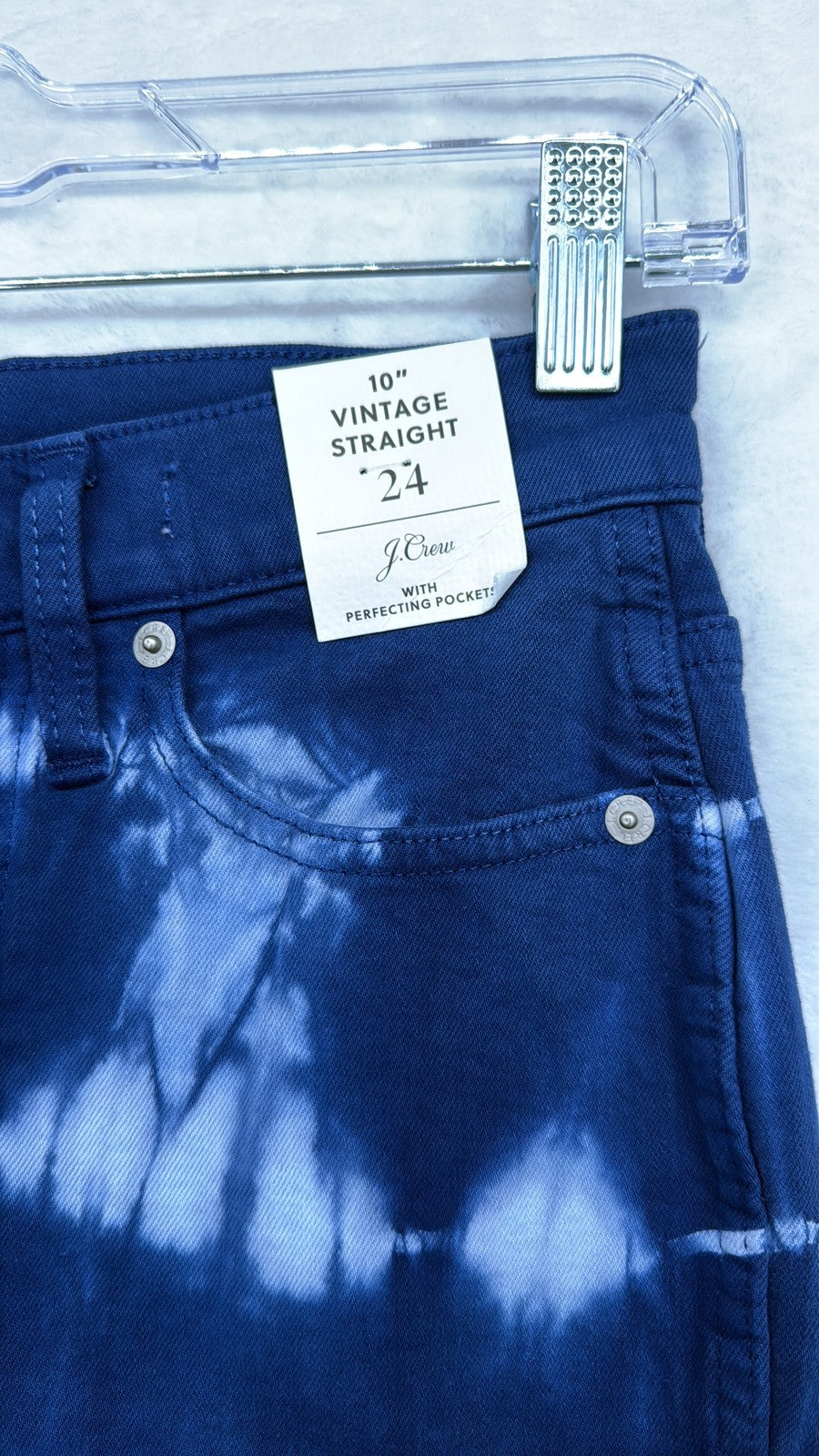 J Crew Vintage Straight Jeans 24 Womens Blue 10” Denim Raw Hem New NWT