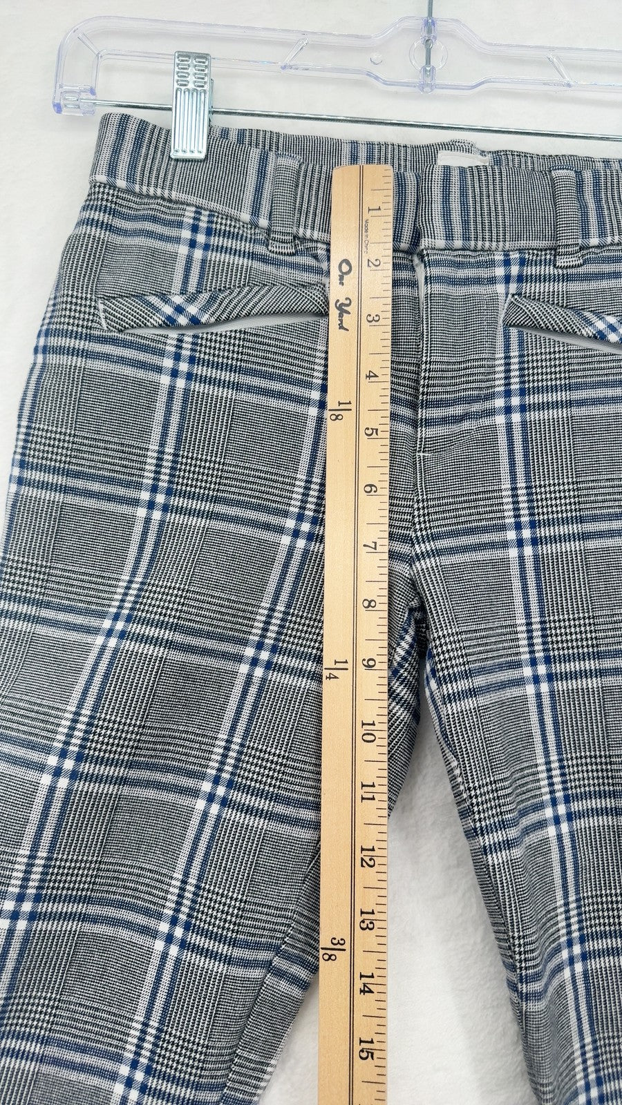 Gap Signature Skinny Ankle Pants 00 Womens Gray Blue Plaid