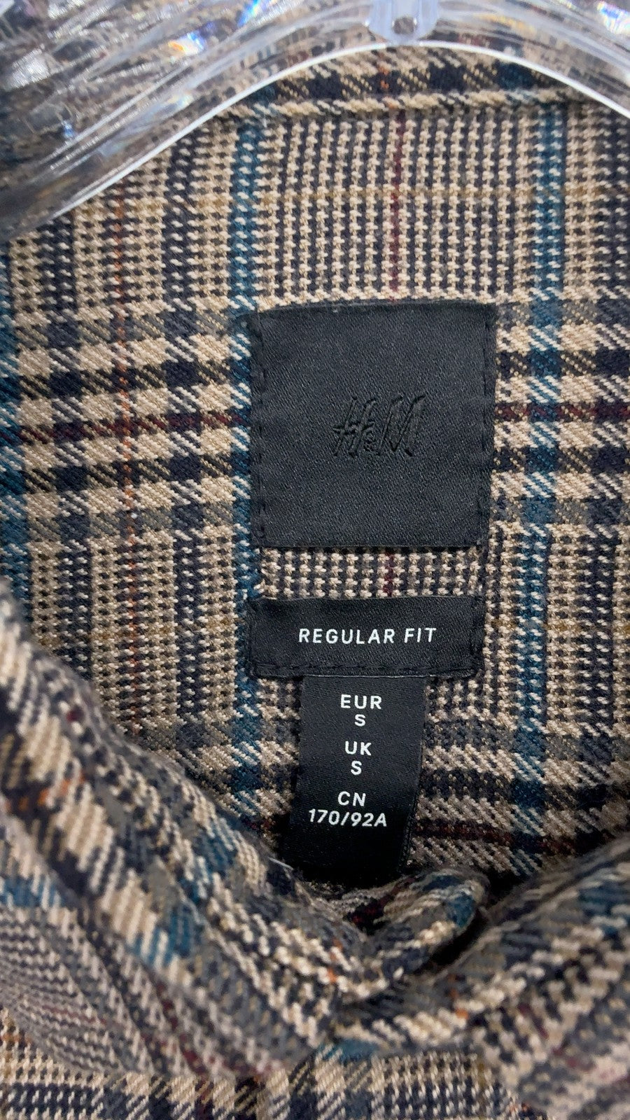 H&M Flannel Shirt Small Mens Brown Plaid Long Sleeve Button Up