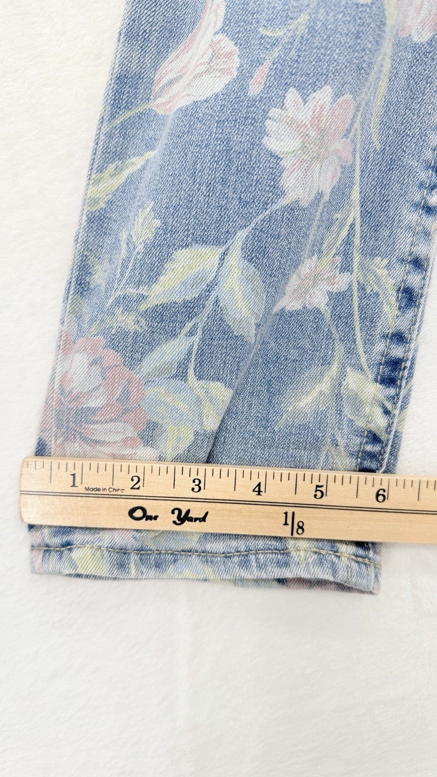 Seven 7 Cropped Jeans 6 Womens Light Blue Floral Print Starlette Crop New