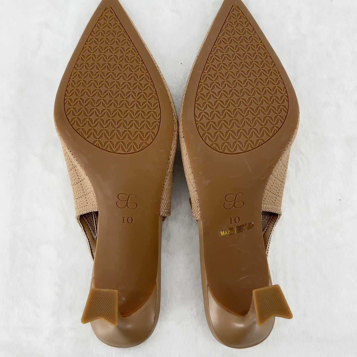 Cosy Island Heels 10 EverLush Bowknot Pointed Toe Slingback Womens Apricot New