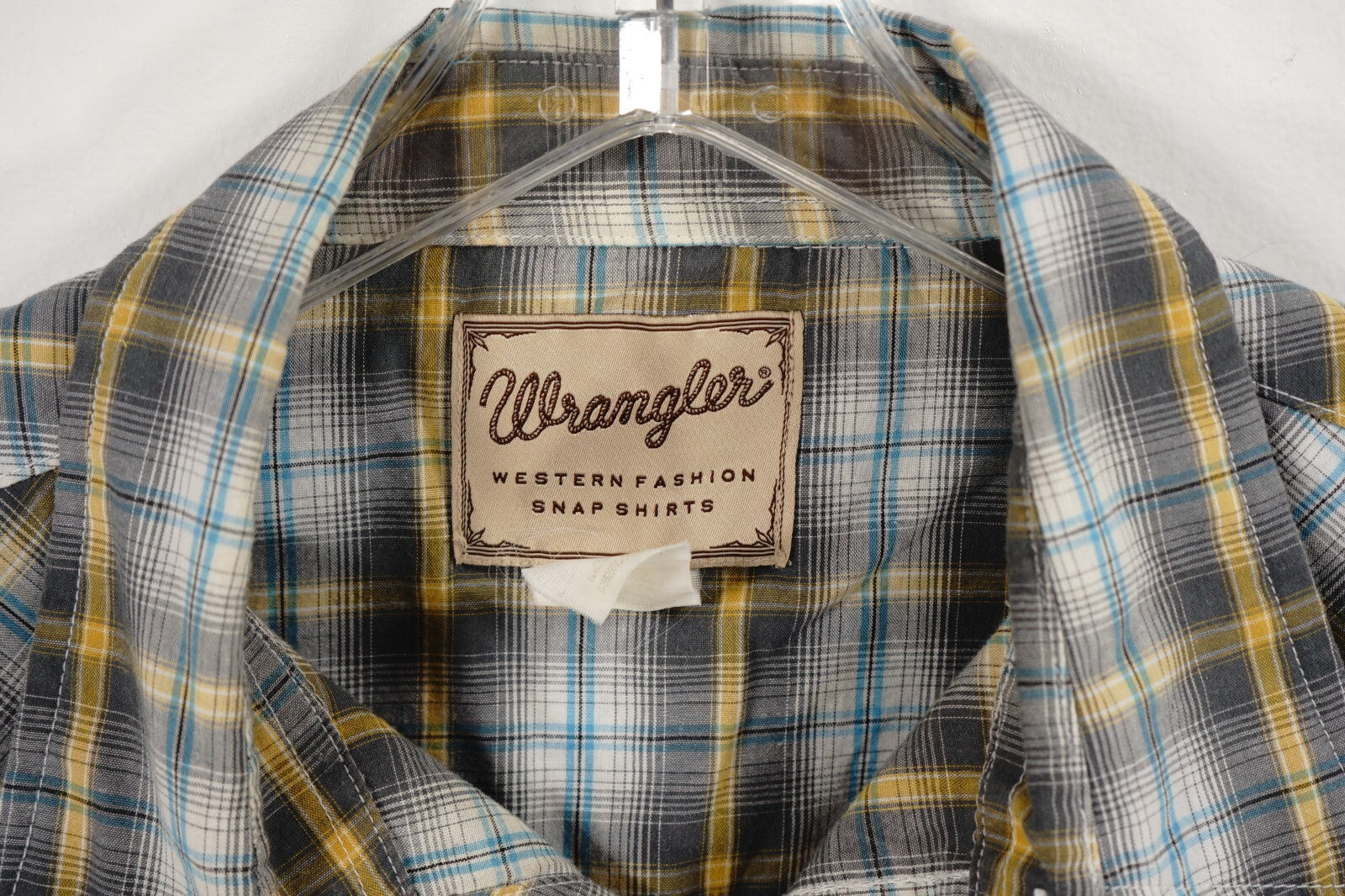 Vintage Wrangler Pearl Snap Plaid Shirt Cowboy Short Sleeve Mens 2XL XXL