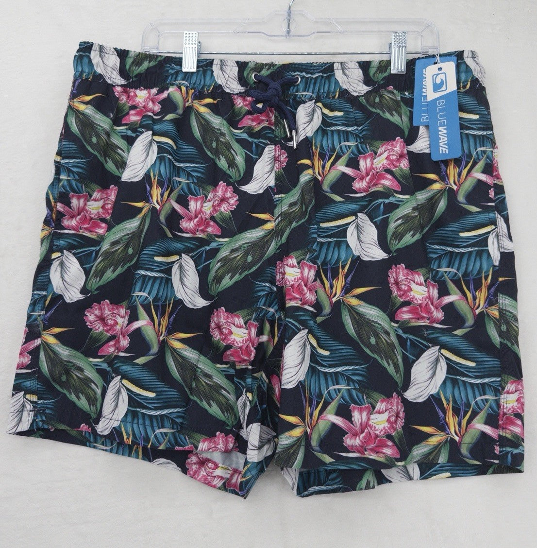Blue Wave Swim Trunks XXL Mens Black Floral Swimsuit Mesh Lined 6.5” New NWT