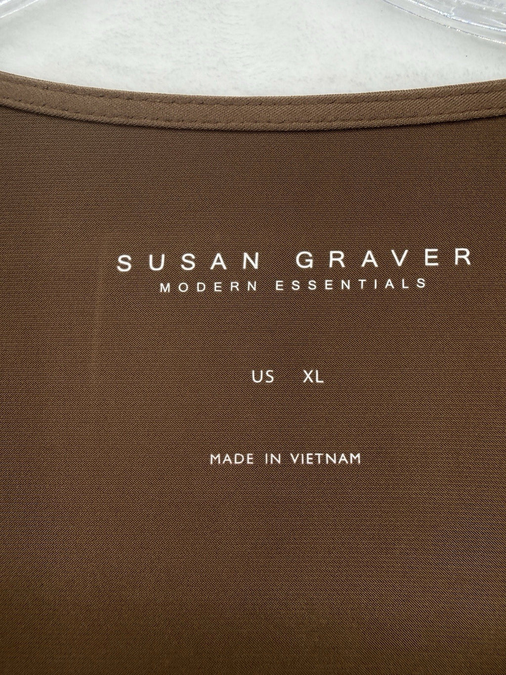 Susan Graver Modern Essentials Liquid Knit Top XL Womens Cocoa Brown Long Sleeve