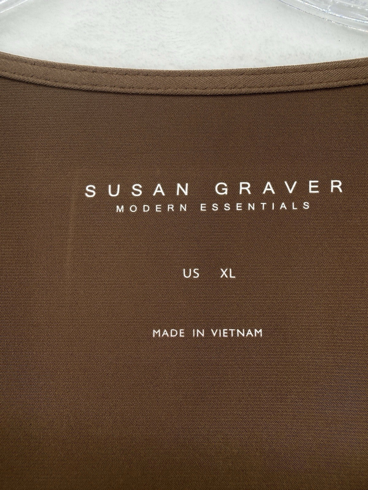 Susan Graver Modern Essentials Liquid Knit Top XL Womens Cocoa Brown Long Sleeve