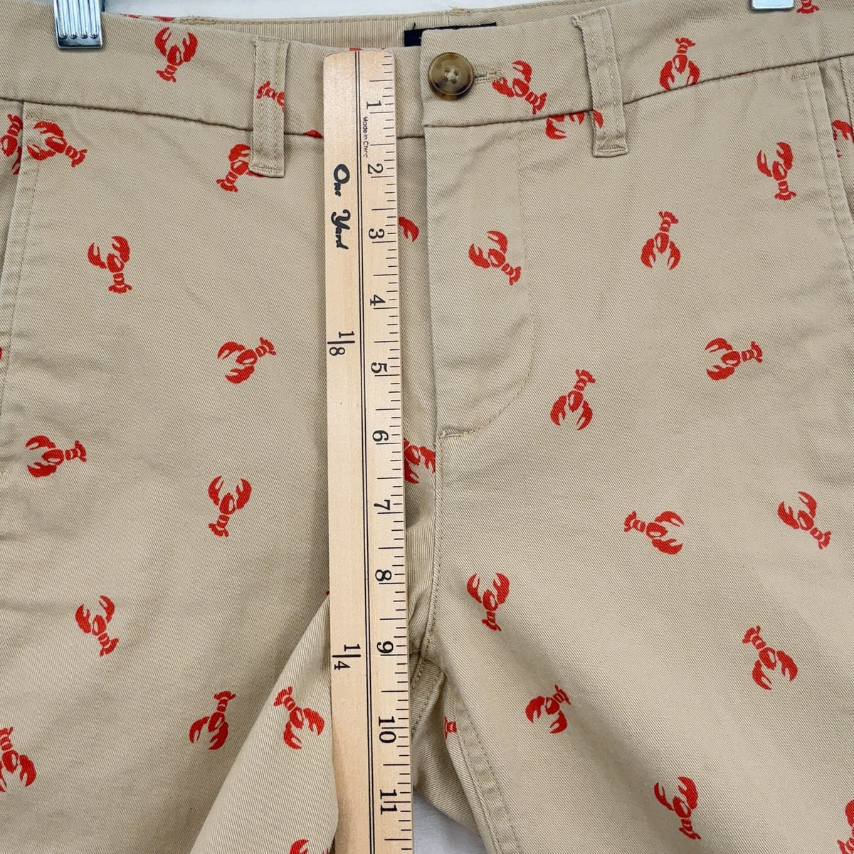 J Crew High Rise Girlfriend Chinos Pants 0P Womens Khaki Lobster Print 0 Petite