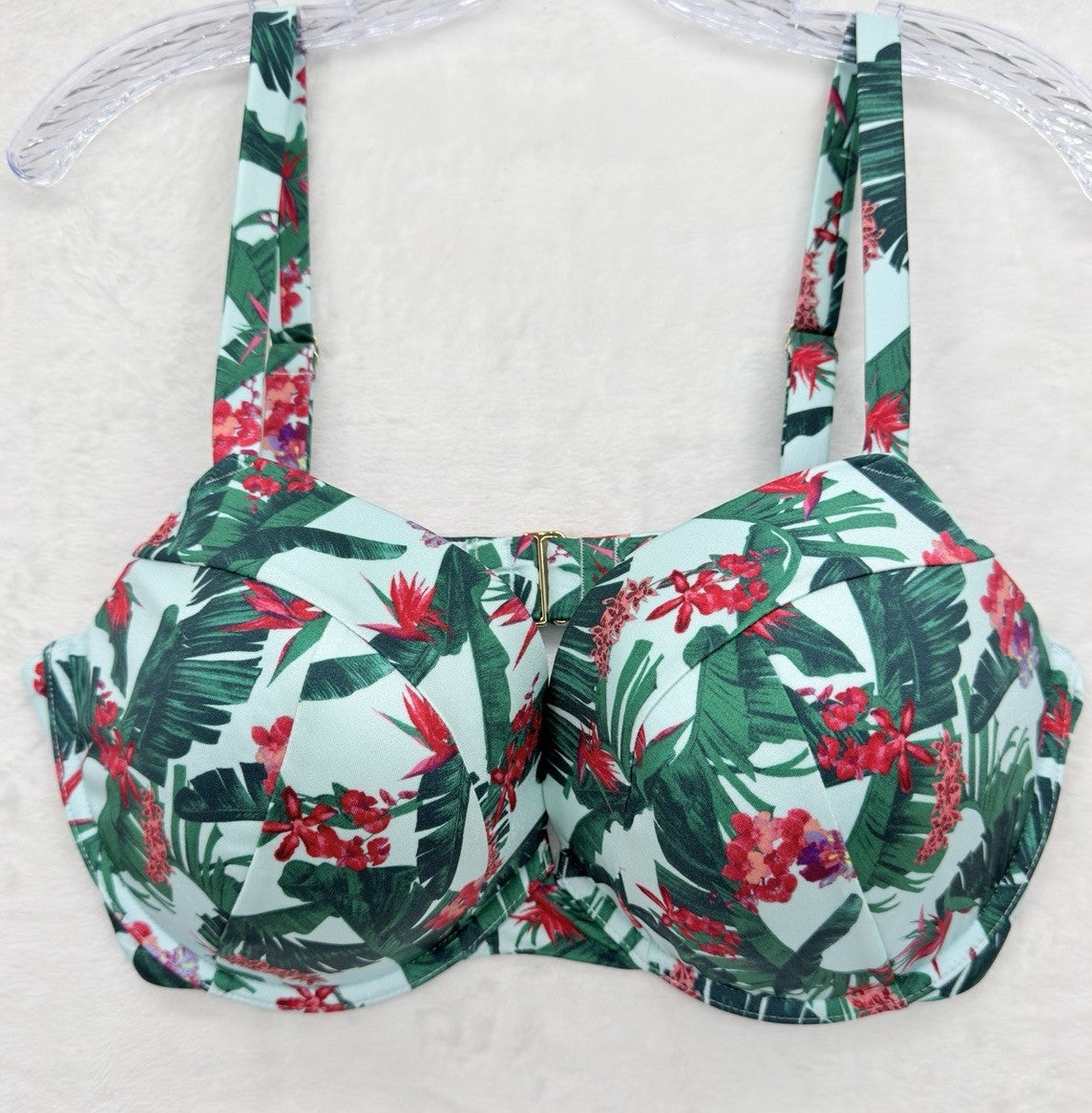 Victoria's Secret Push Up Bikini Top 38DD Underwire Tropical Print Swim Women