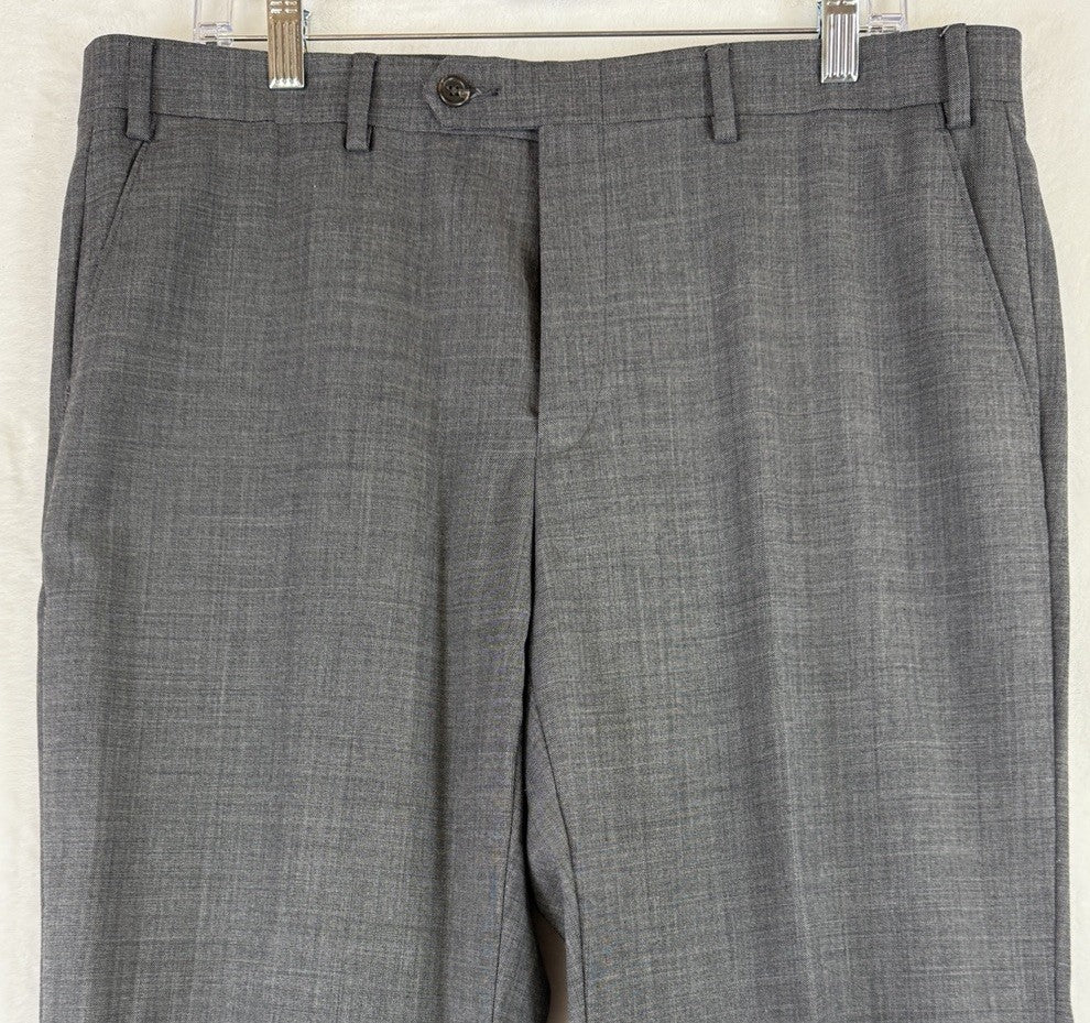 Chaps Dress Pants 36x30 Men Gray Wool Blend Flat Front Straight Leg