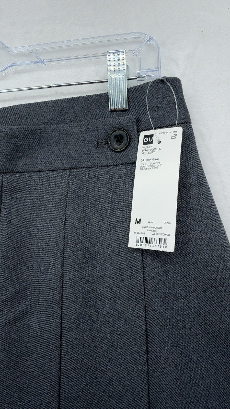 GU Wrap Pleated Midi Skirt Medium Women Gray Uniqlo Dark Academia Hipster New