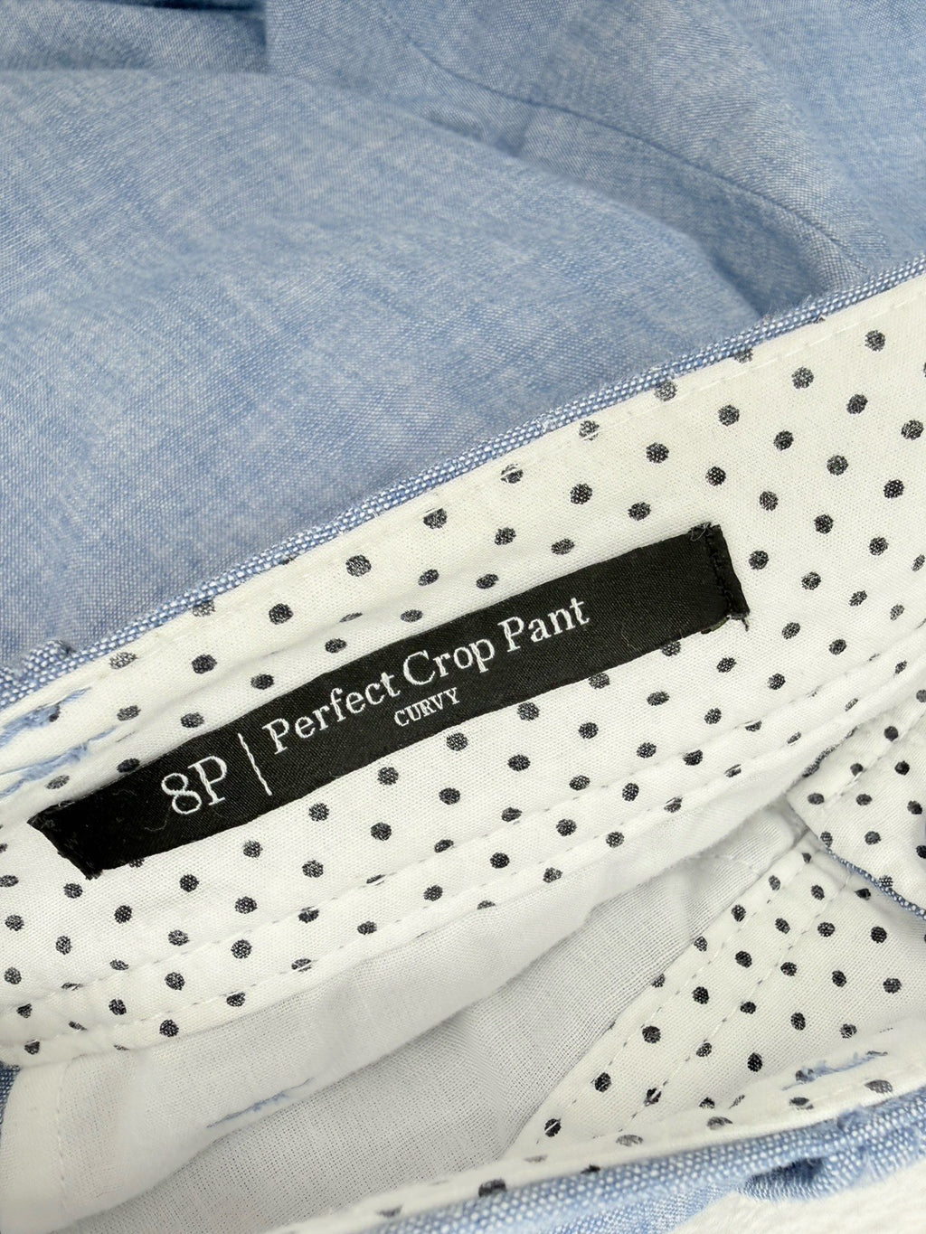 Talbots Perfect Crop Pants 8 Petite 8P Blue Chambray Cropped 100% Cotton Womens