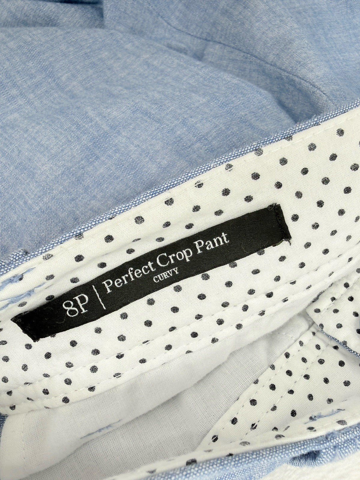 Talbots Perfect Crop Pants 8 Petite 8P Blue Chambray Cropped 100% Cotton Womens