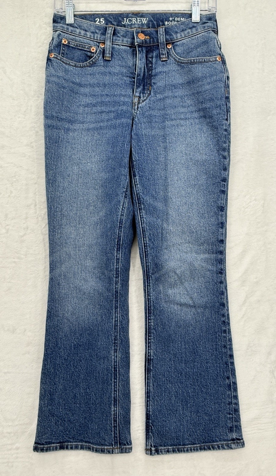 J Crew 9” Demi Boot Crop Jeans 25 Blue Denim Womens Cropped Mid Rise