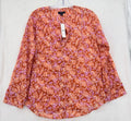 J Crew Tunic Top XS Long Sleeve Ramie Block Print Orange Floral Womens New NWT
