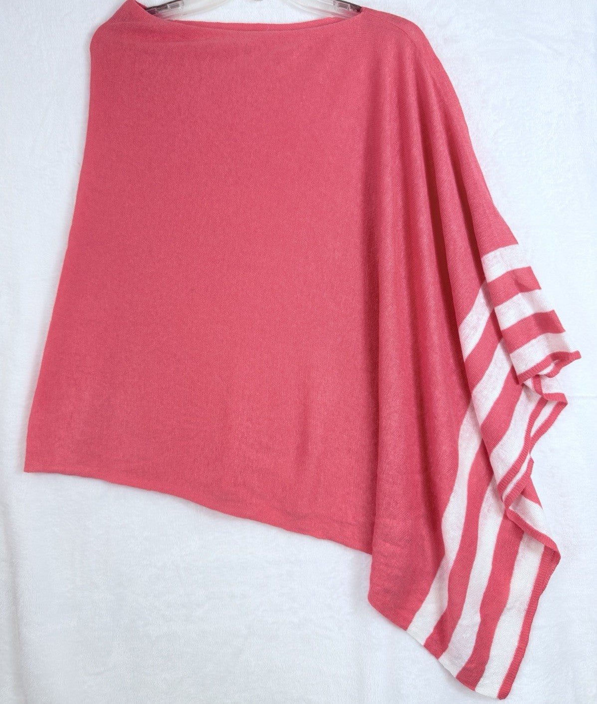 Artisan NY Linen Sweater Poncho Ruana Cape 100% Organic Linen Melon Pink Womens