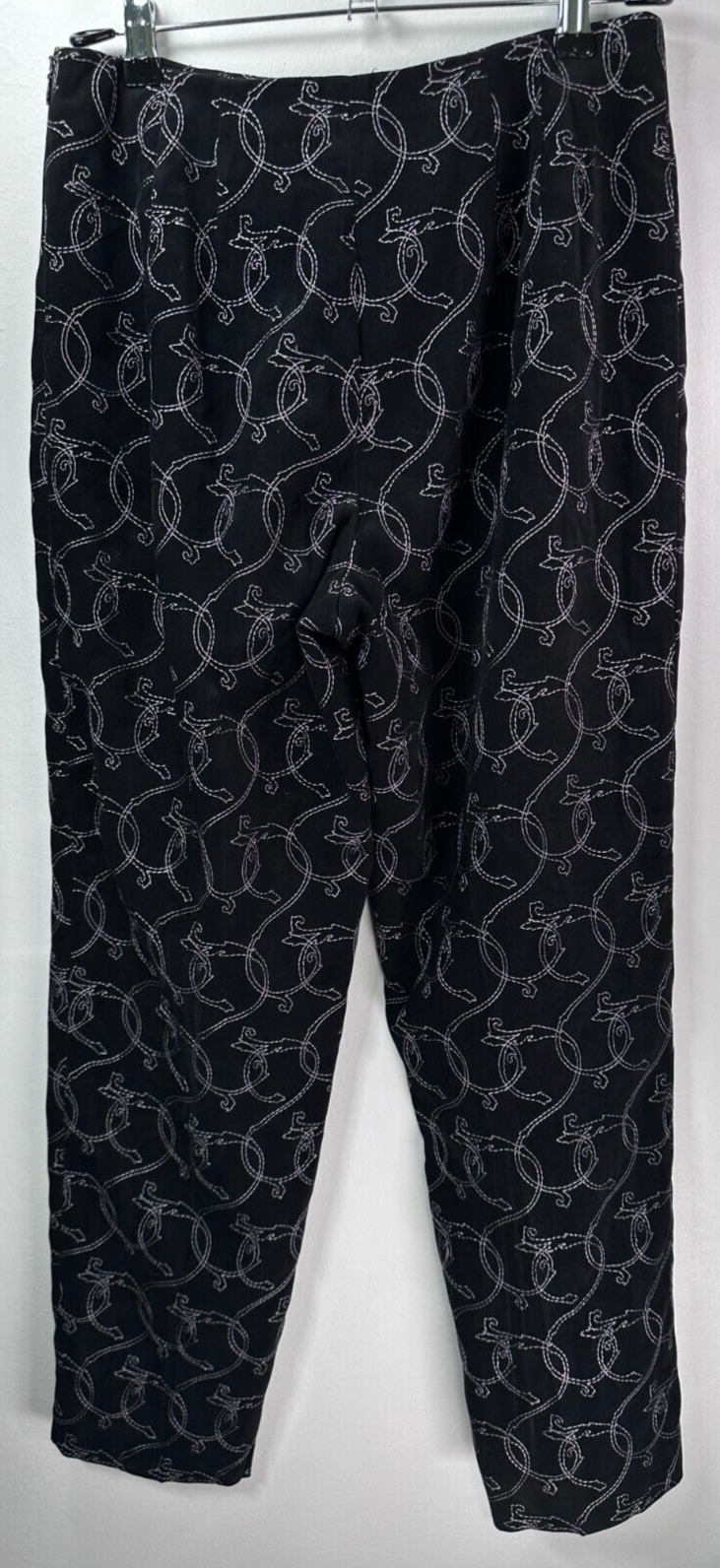 Talbots Pants 10 Petite Black Floral Embroidered Ankle Pants 10P Lined Womens