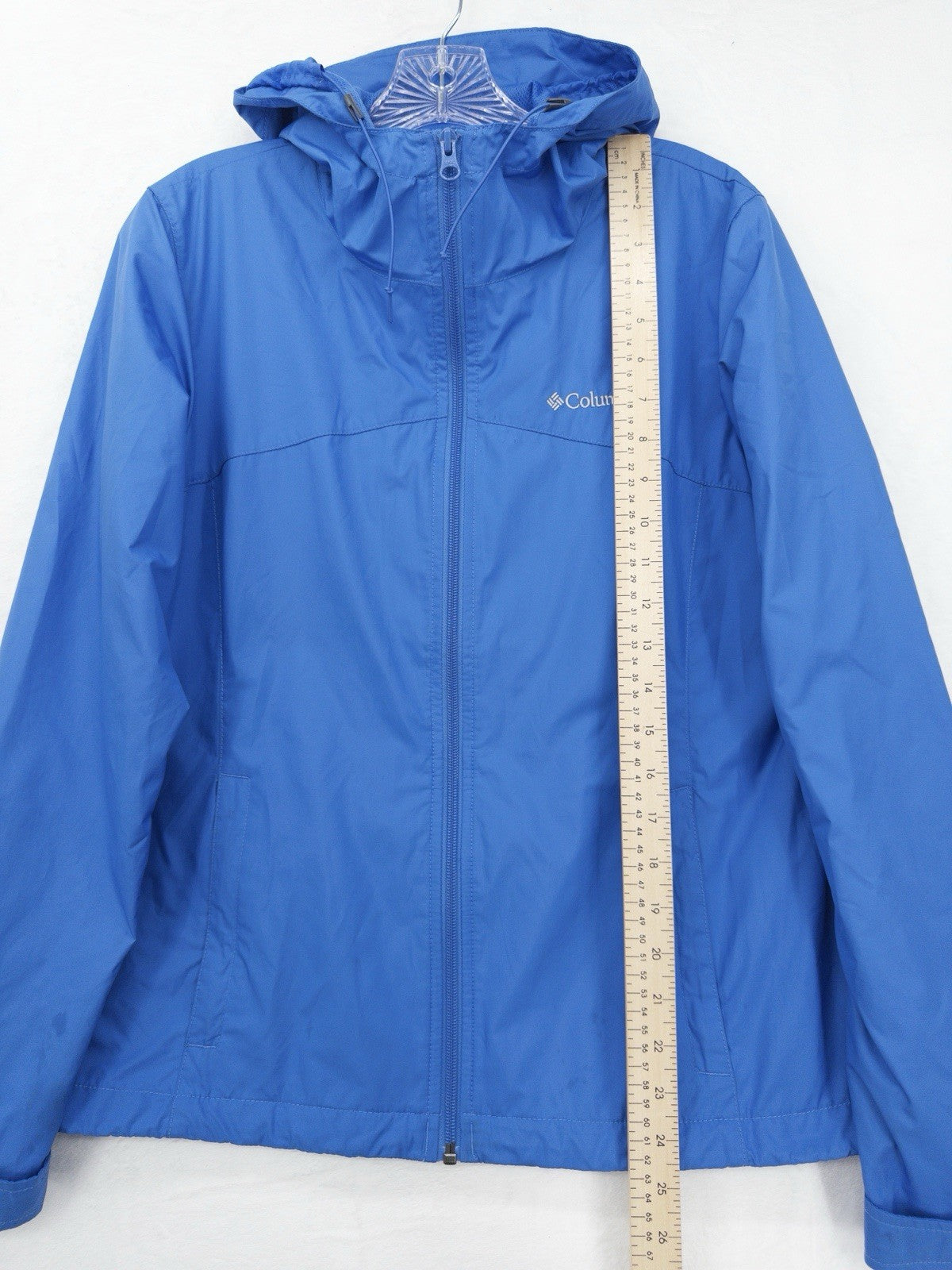 Columbia Jacket Women Medium Blue Windbreaker Hooded Full Zip Lightweight
