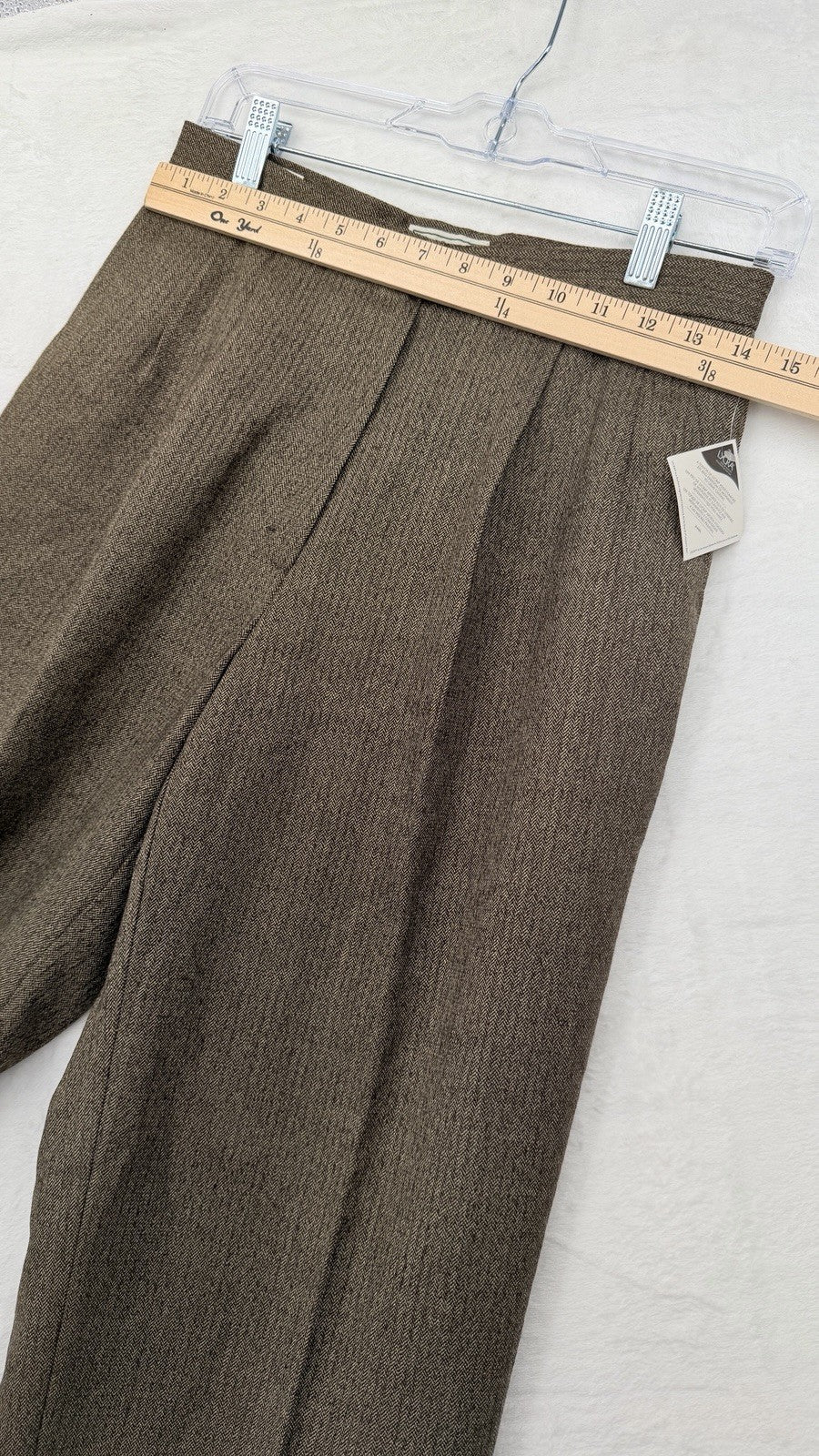 Vintage LL Bean Pants 6 Womens Wool Stretch Pleated Brown High Rise Straight New