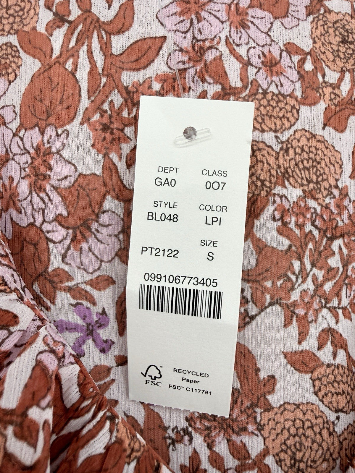 J Crew Womens Top Small Pink Floral Long Sleeve Blouse Boho Cottagecore New NWT