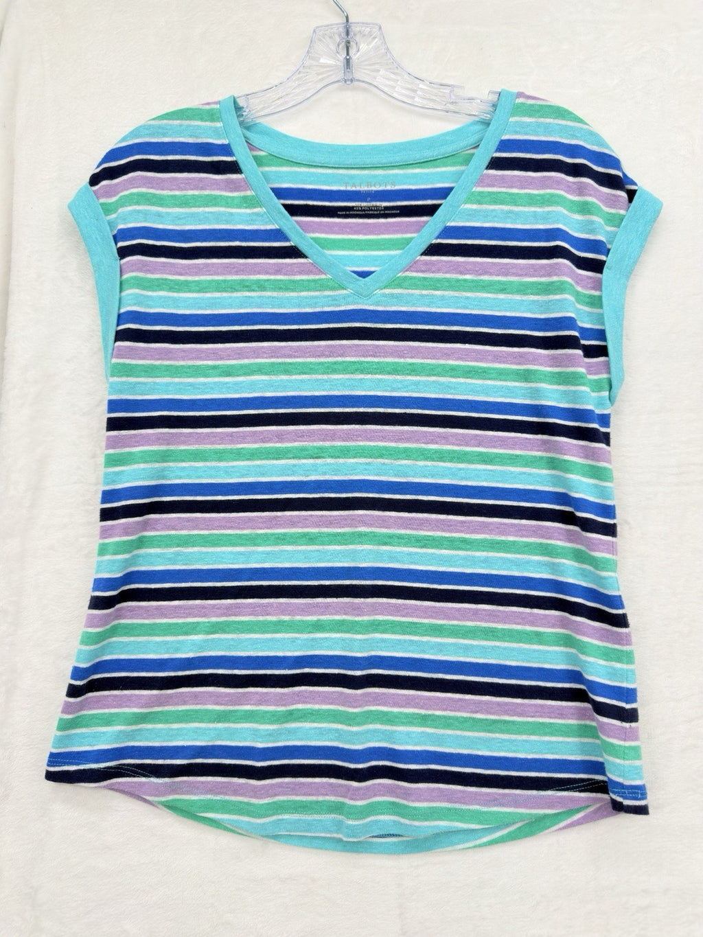Talbots Tops XS Petite P Linen Tee Sleeveless Polo Blue Striped Lot Womens