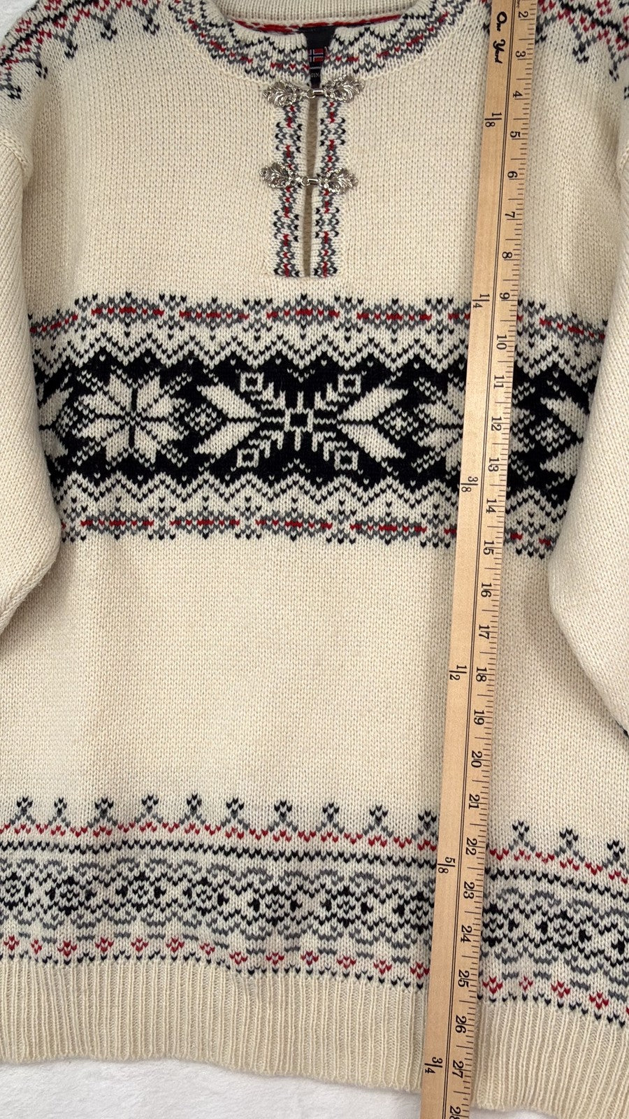 Northway Nordic Sweater Wool Medium Mens Cream Fair Isle Pullover Norway