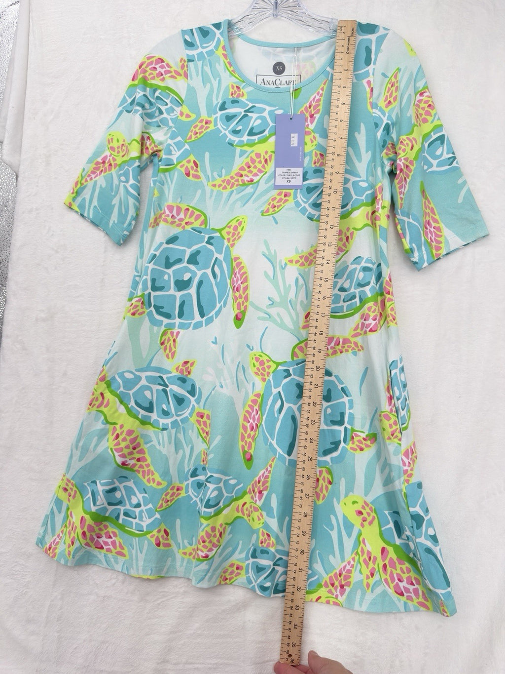 AnaClare Dress XS Knit Trapeze Sea Turtle Print Womens Ana Clare Claire New NWT