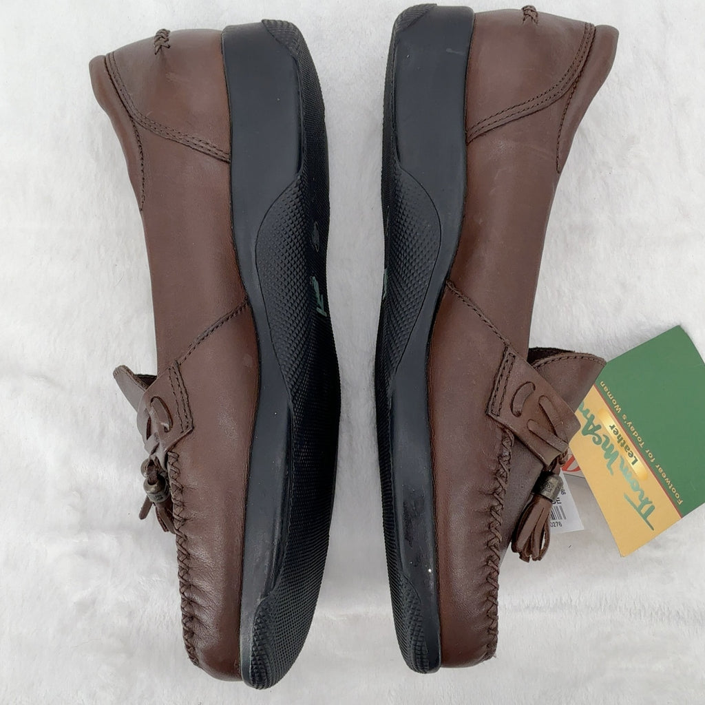 Thom McAn Tassel Loafers 8 Womens Brown Leather Slip On Shoes New