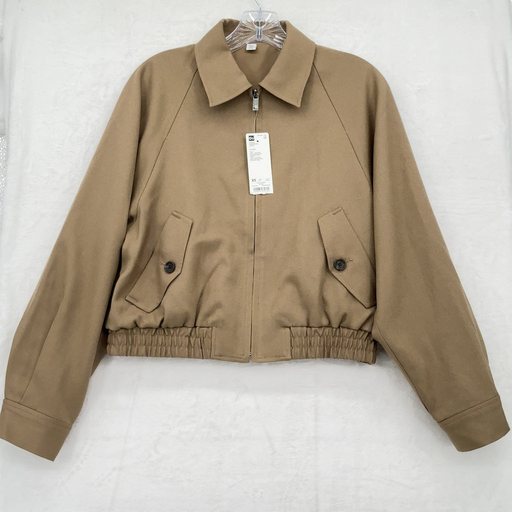 GU Harrington Jacket XS Womens Uniqlo Utility Beige Full Zip Cropped New NWT