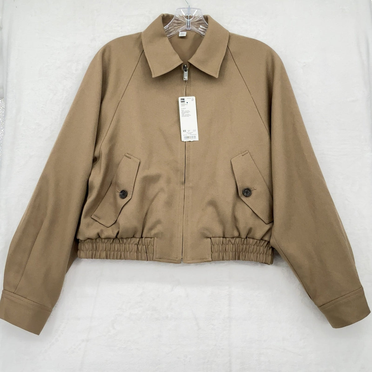 GU Harrington Jacket XS Womens Uniqlo Utility Beige Full Zip Cropped New NWT