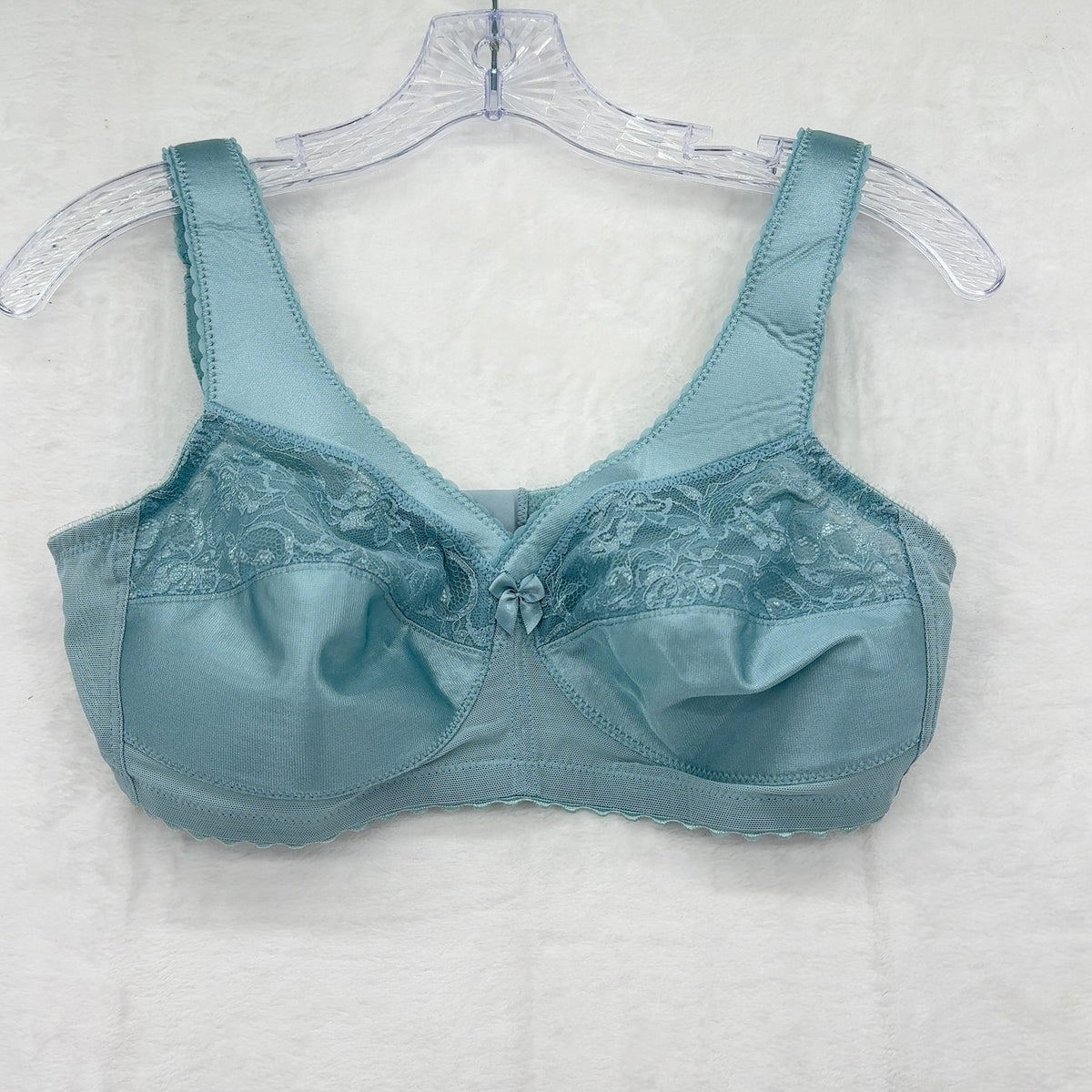 Glamorise Bra 38B 1000 Magic Lift Original Support Wireless Blue Lace Womens