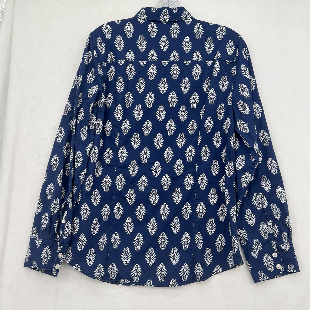 J.Crew Regenerative Cotton Blend Button-Up Shirt Medium Womens Blue Long Sleeve