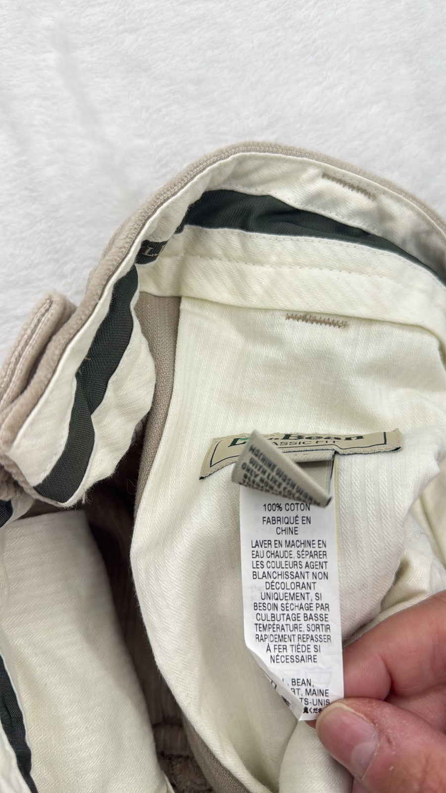 LL Bean Corduroy Pants 32 Mens 32x28 Country Tan Beige Flat Front New NWT