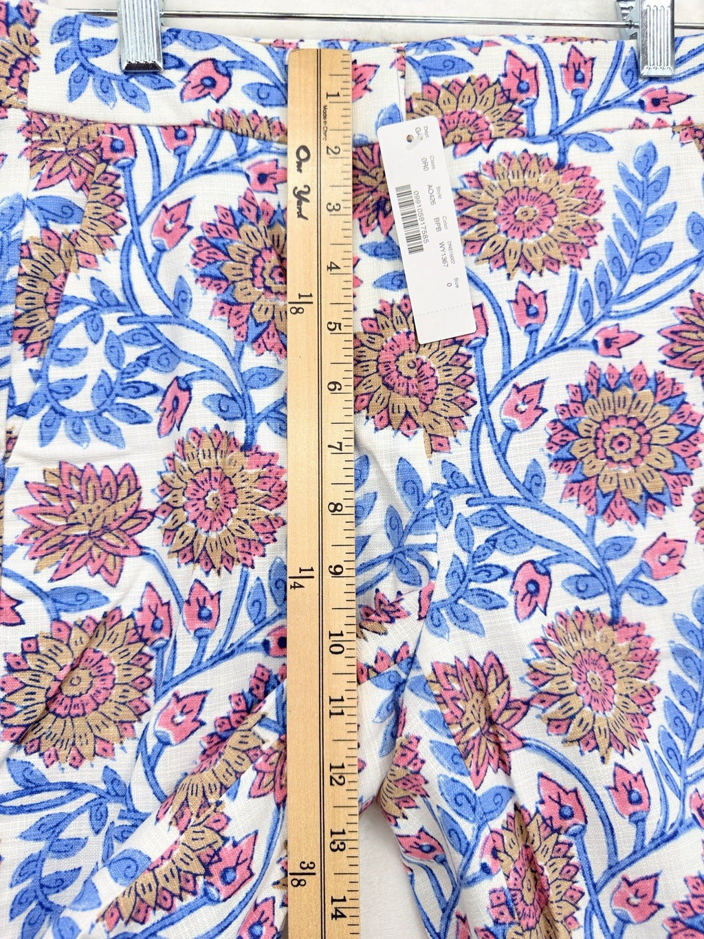J Crew Hayden Pants 0 Block Floral Print High Rise Blue Pink Womens New NWT