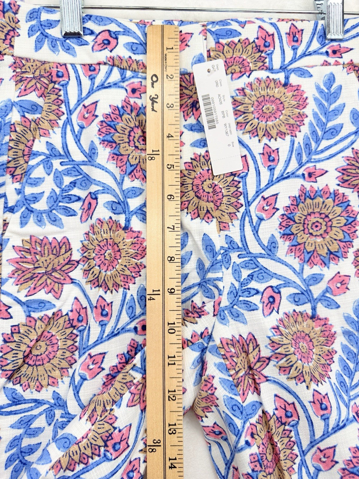 J Crew Hayden Pants 0 Block Floral Print High Rise Blue Pink Womens New NWT