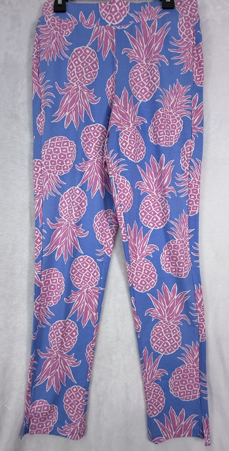 AnaClare Pants XS Athena Knit Legging Pink Blue Pineapple Pocket Ana Clare Clair