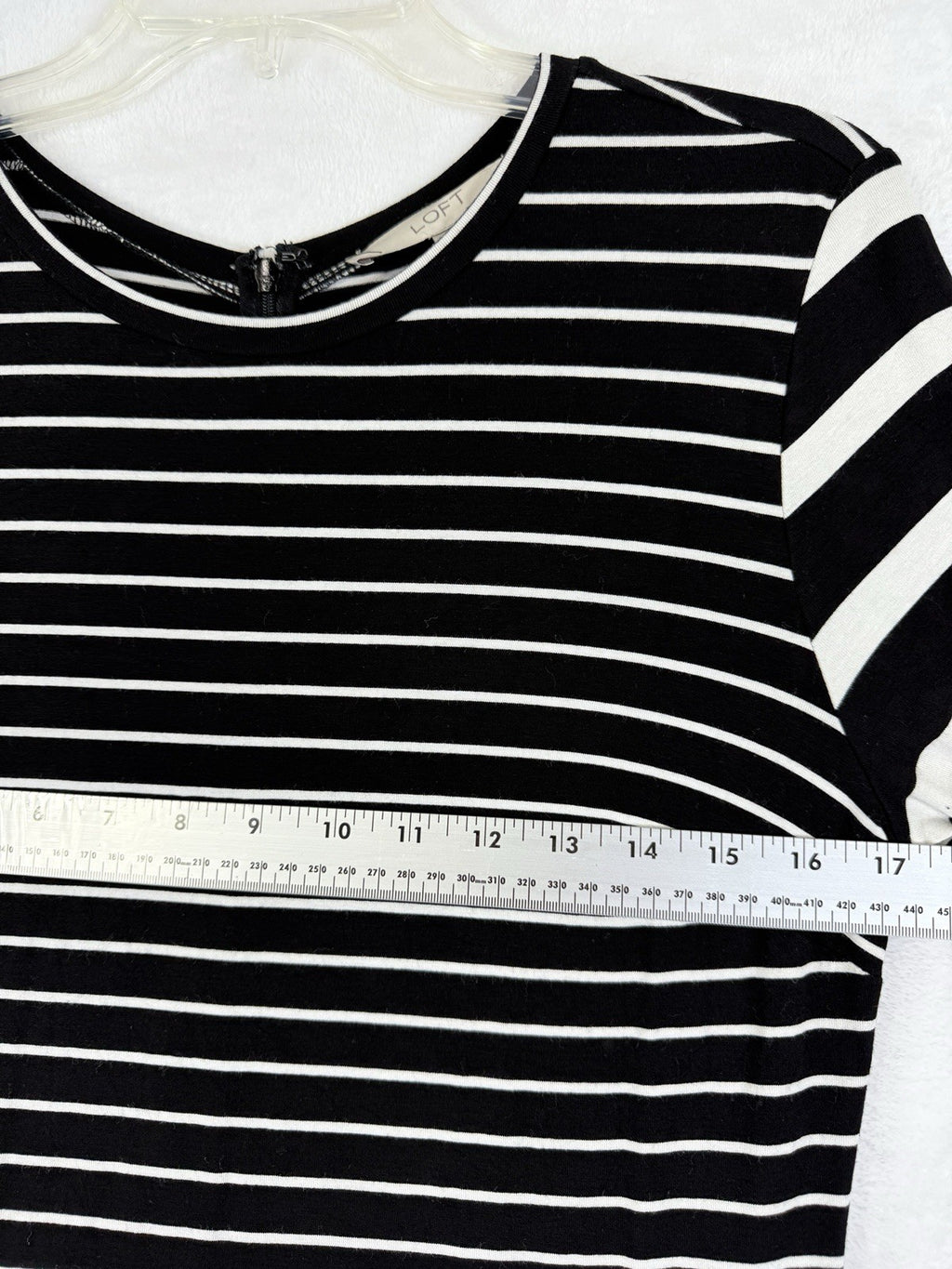 Ann Taylor LOFT Dress 6 Long Sleeve Jersey Knit Black White Striped  Women