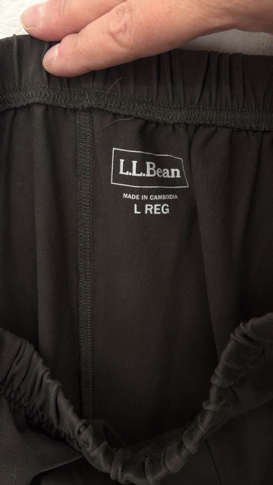 LL Bean Perfect Fit Pants Large Pull On Knit Womens Brown Gray Cotton Stretch
