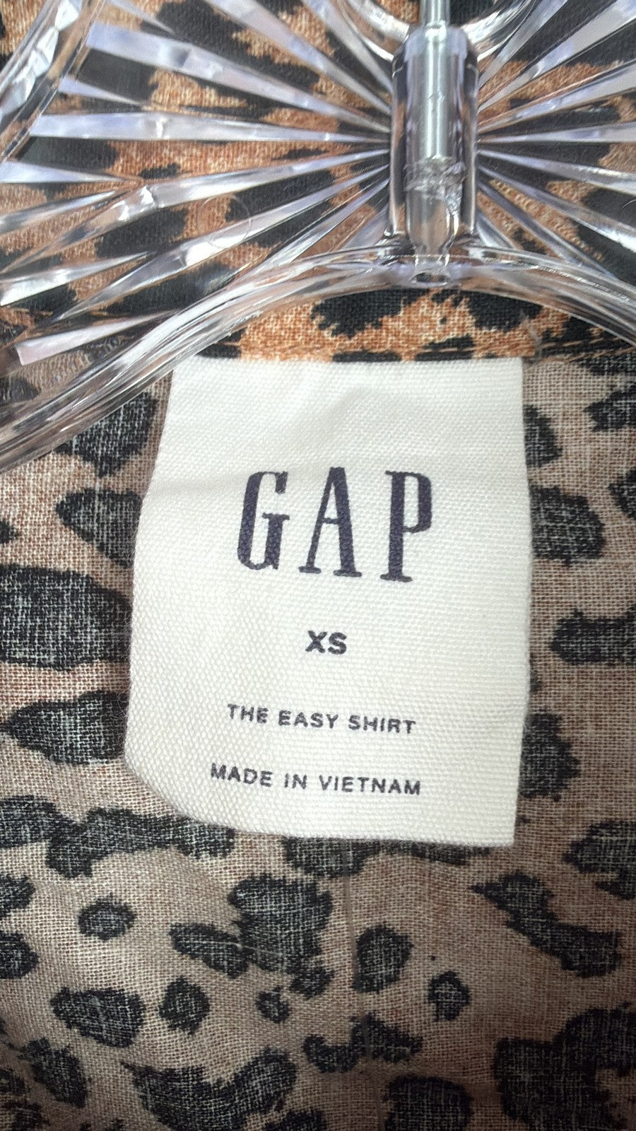 Gap Easy Shirt XS Womens Tops Leopard Print Linen Long Sleeve Button Up New NWT